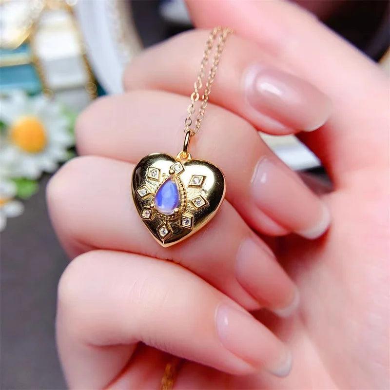 Heart Moonlight Pendant Necklace 925 Sterling Silver Jewelry