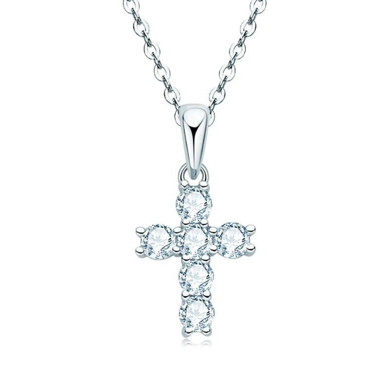 Serenity 0.6Ct Moissanite Cross Necklace S925 Sterling Silver