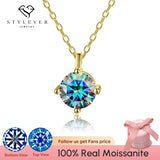 Multicolor Moissanite Diamond Pendant Necklace 925 Sterling Silver