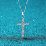 VVS1 Moissanite Cross Pendant Necklace 925 Sterling Silver Plating Jewelry Gift