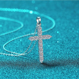 VVS1 Moissanite Cross Pendant Necklace 925 Sterling Silver Plating Jewelry Gift