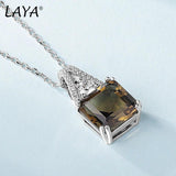 LAYA Smoky Quartz 925 Silver Pendant Necklace 5.4 Carats