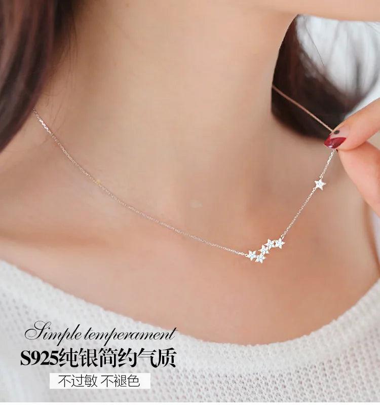 925 Silver Star Necklace Clavicle Chain