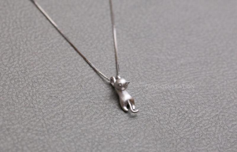 S925 Sterling Silver Cat Necklace Set for Female Birthday