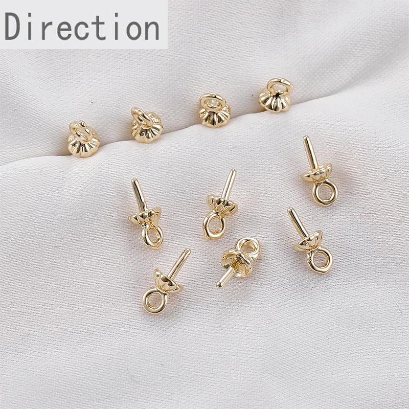 14K Package Protection Copper Plating Real Base Cap DIY Beads Pearl Cap Pendant