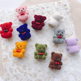 Japanese Flocking Bear Pendant Earrings Accessories