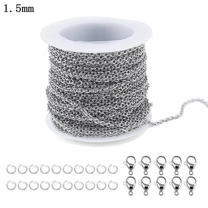 Stainless Steel Link Cable Chain 1.5mm/2.0mm with Clasps - D