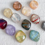 12-Color Water Wave Resin Diamond Ear Studs Hair Clip Patch