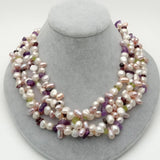 YYGEM 4 Strands 19'' Pearl Prehnite Amethyst Garnet Necklace