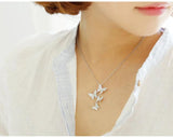 925 Silver Butterfly Rhinestone Necklace for Women