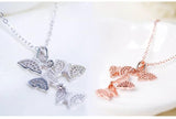 925 Silver Butterfly Rhinestone Necklace for Women