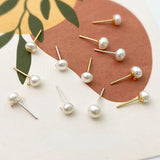 Natural Pearl S925 Silver Needle Stud Earrings