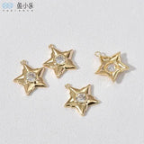14k Plated Star Zircon Pendant for Jewelry Making