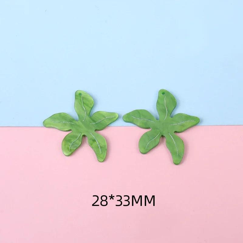10 PCS Green Flower Pendant Charms for DIY Jewelry Making
