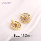Mini Hollow Zircon Round Pendant 14K Plated Charm DIY Jewelry Accessories