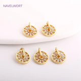 Mini Hollow Zircon Round Pendant 14K Plated Charm DIY Jewelry Accessories