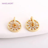 Mini Hollow Zircon Round Pendant 14K Plated Charm DIY Jewelry Accessories