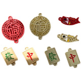 DIY Chinese Alloy Jewelry Material Double Hoop Earrings Red Blessing Koi Pendant