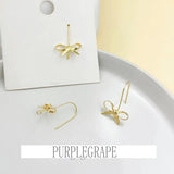 18K Real S925 Silver Crescent Love Earrings DIY Jewelry