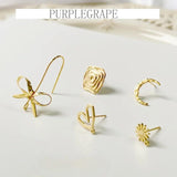 18K Real S925 Silver Crescent Love Earrings DIY Jewelry