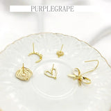 18K Real S925 Silver Crescent Love Earrings DIY Jewelry