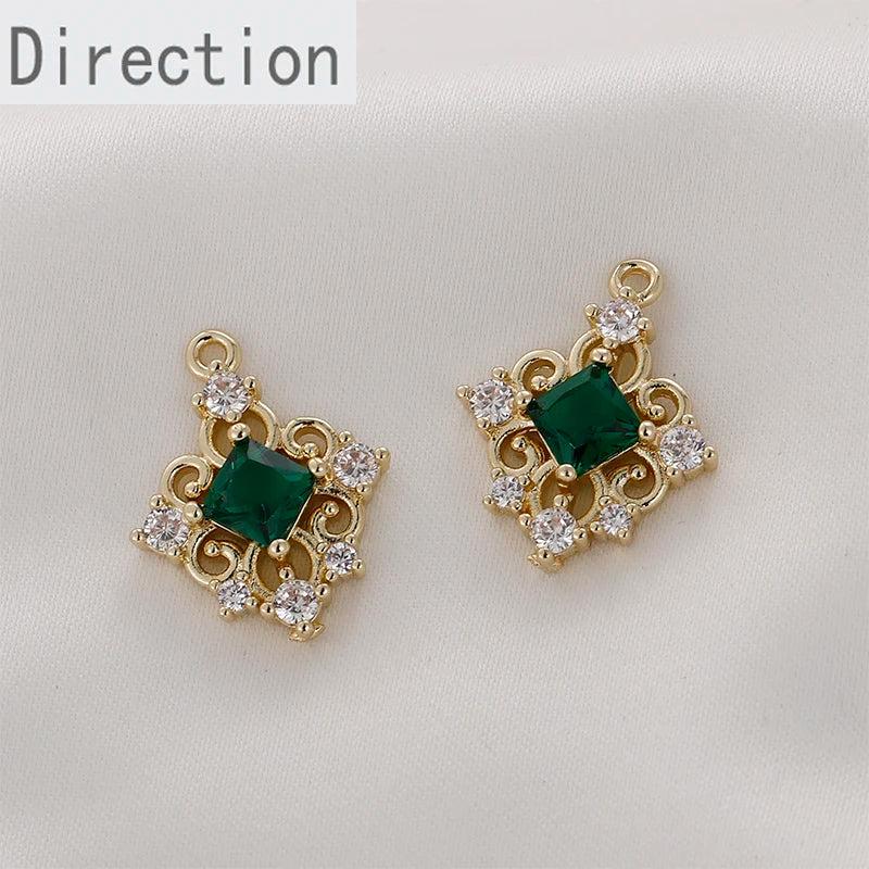 14k Retro Double Hanging Diamond Zircon Pendant