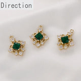 14k Retro Double Hanging Diamond Zircon Pendant