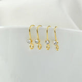 18K Gold-Plated Zircon Ear Ring DIY Earrings Material 10pcs