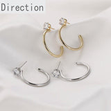 Copper-Plated C-Shaped Double-Layer Diamond Earrings DIY Ear Hook