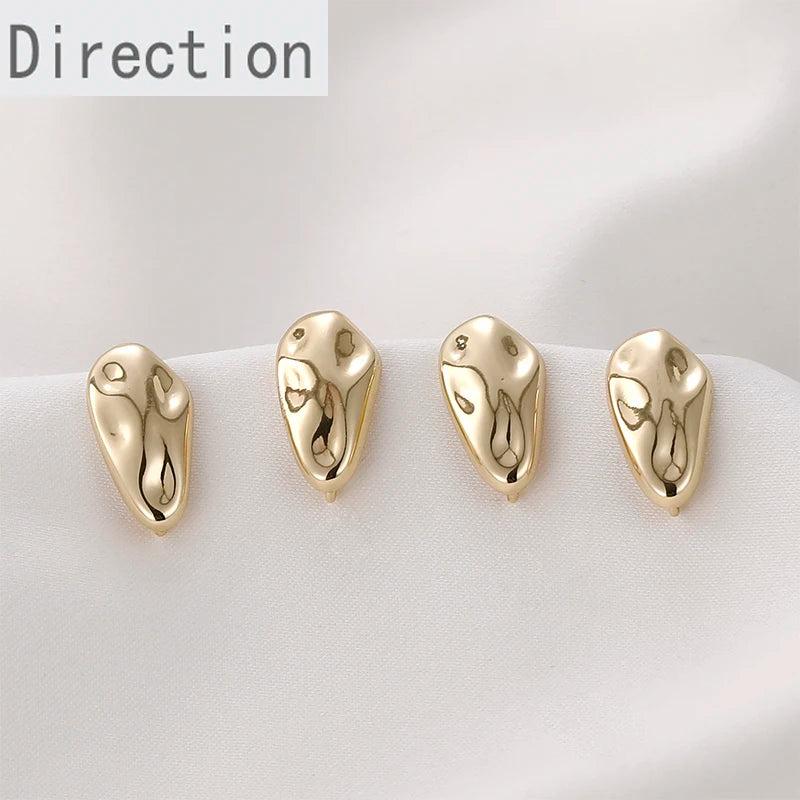 14K Irregular Melon Seeds Drop Earrings Silver Needles DIY Jewelry Materials