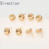 14k Plated Square Concave Strap Earrings Pearl Ear Jewelry