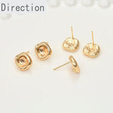 14k Plated Square Concave Strap Earrings Pearl Ear Jewelry
