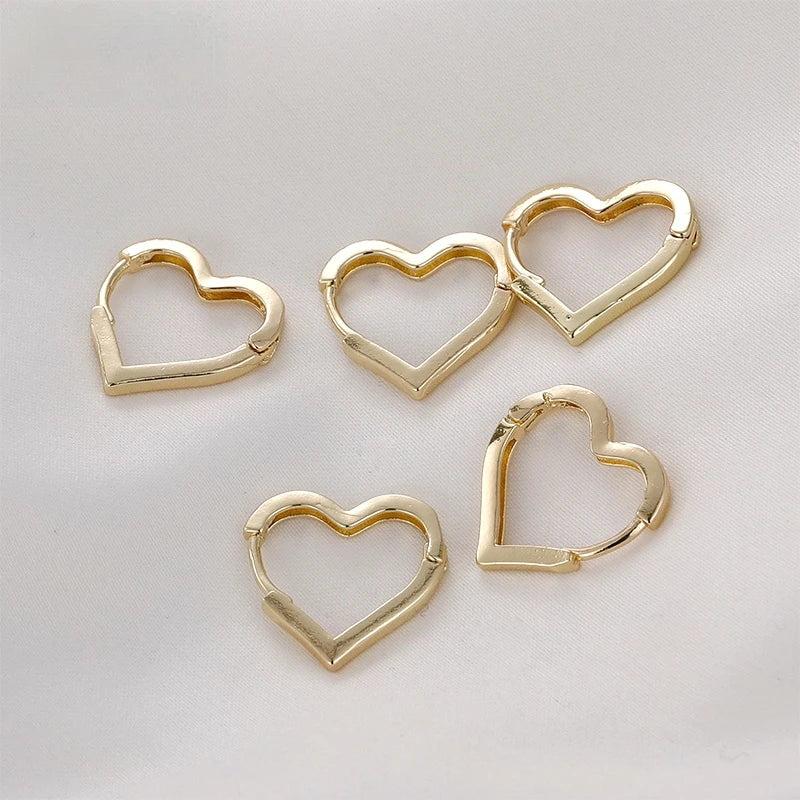 14k Mini Peach Heart-shaped Love Ear Buckle Earrings