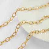 1M Stainless Steel Plated Embossing Round Punk Bulk Chains DIY Necklace Jewelry