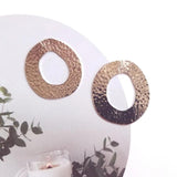 18K Copper Chip Embossed Elliptical Diy Earrings 6 Pieces