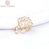 2PCS 13.5x15MM 24K Brass Zircon Leaf Charms Pendants DIY Jewelry Findings