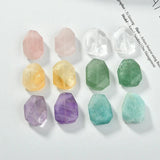 Natural Amethyst Powder Crystal Irregular Straight Hole Cut Surface DIY Jewelry