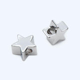 10pcs Rhodium Plated Brass Star Beads 6mm For DIY Jewelry Making