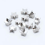10pcs Rhodium Plated Brass Star Beads 6mm For DIY Jewelry Making