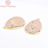 4PCS 14x18MM 24K Brass Palm Print Zircon Charms Pendants