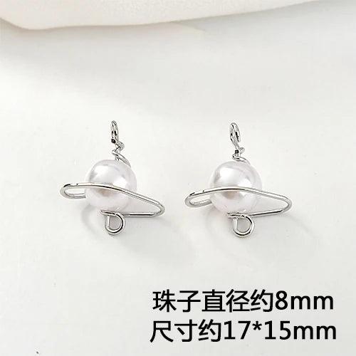 Copper-Plated Winding Pearl Planet Pendant DIY Jewelry Set