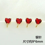 Heart Love Zircon Earrings 925 Silver DIY Jewelry Materials 2PCS
