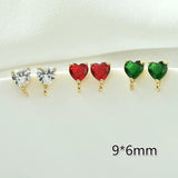 Heart Love Zircon Earrings 925 Silver DIY Jewelry Materials 2PCS