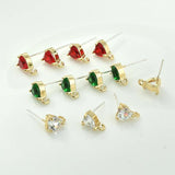 Heart Love Zircon Earrings 925 Silver DIY Jewelry Materials 2PCS