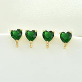 Heart Love Zircon Earrings 925 Silver DIY Jewelry Materials 2PCS