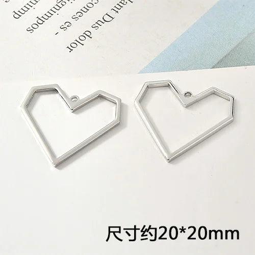 Geometric Hearts Round Earrings Copper Plated 18k