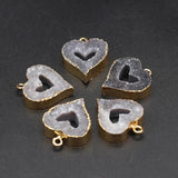 Grey Love Heart Gilt Edge Pendant for Jewelry Making