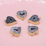 Grey Love Heart Gilt Edge Pendant for Jewelry Making