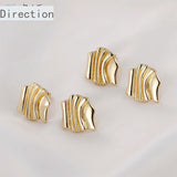 Geometric Wave Water Pattern Silver Needle Earrings