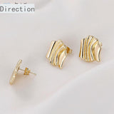 Geometric Wave Water Pattern Silver Needle Earrings